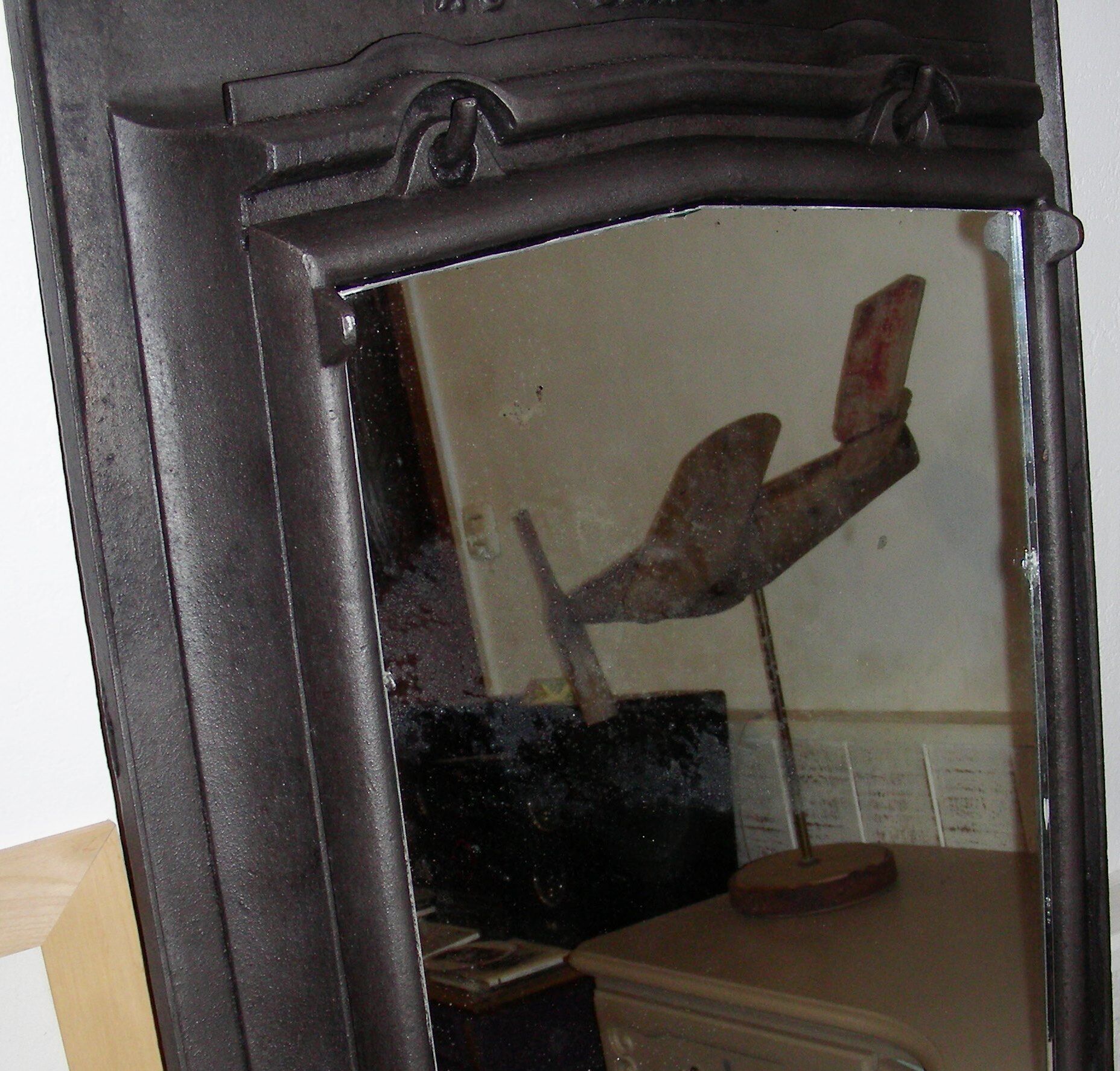 Former industrial cast iron mirror, 50x71cm