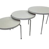 Vintage set of three round side tables nesting tables from the 70s design