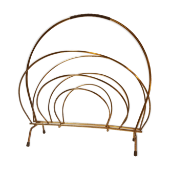 Porte-magazine vintage en laiton - années 50-60