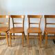 set of 4 Thonet bistro chairs in curved wood honey Mid-Century 50s