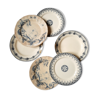 Antique dessert plates mismatched iron earth