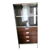 Rosewood and chrome display cabinet, 1970s-80s.