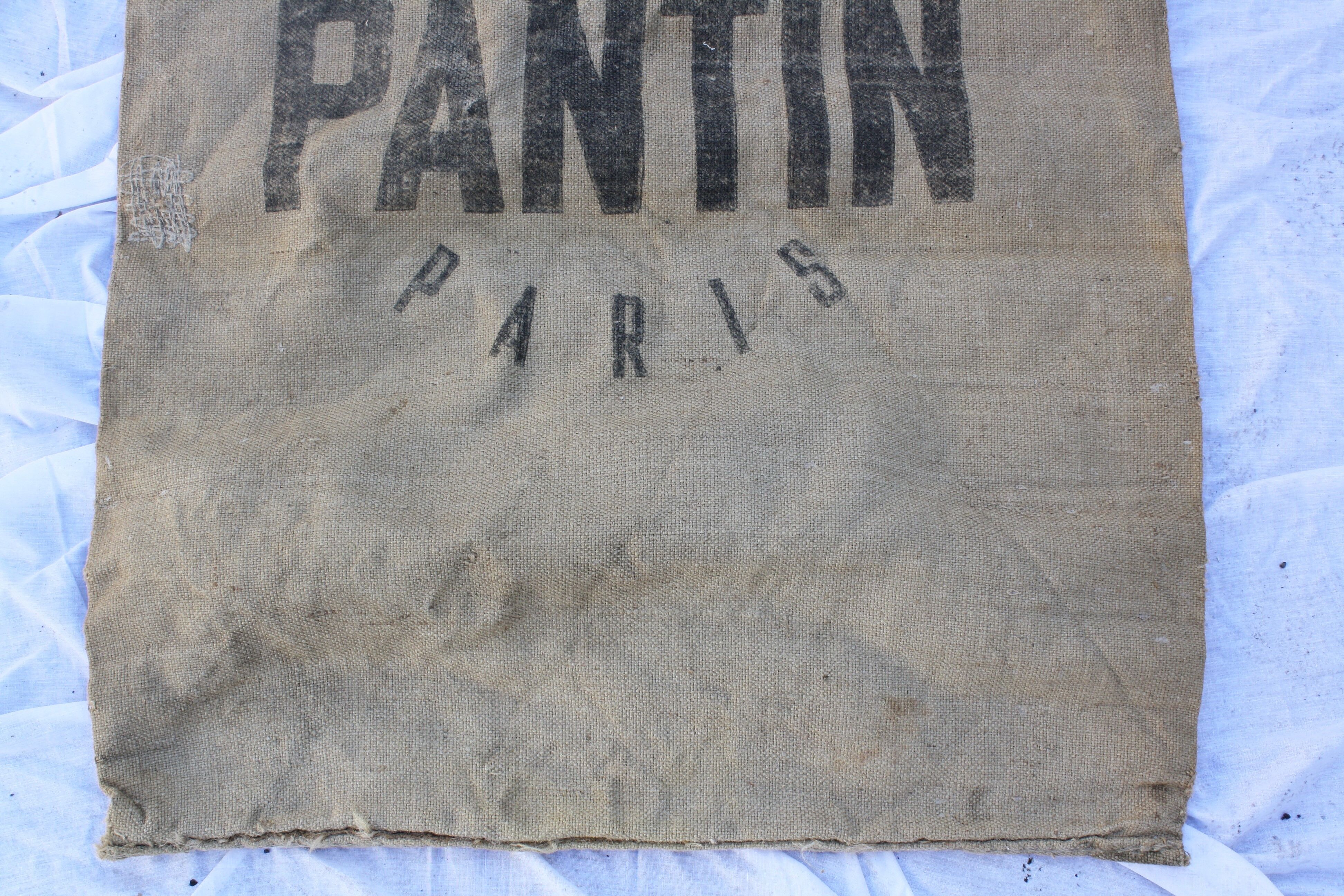 Sac en toile de jute ancien Grands moulins de Paris Pantin farine