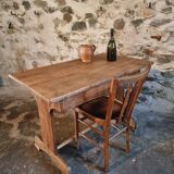 Antique trestle table in oak – France early 20th century – 110 cm