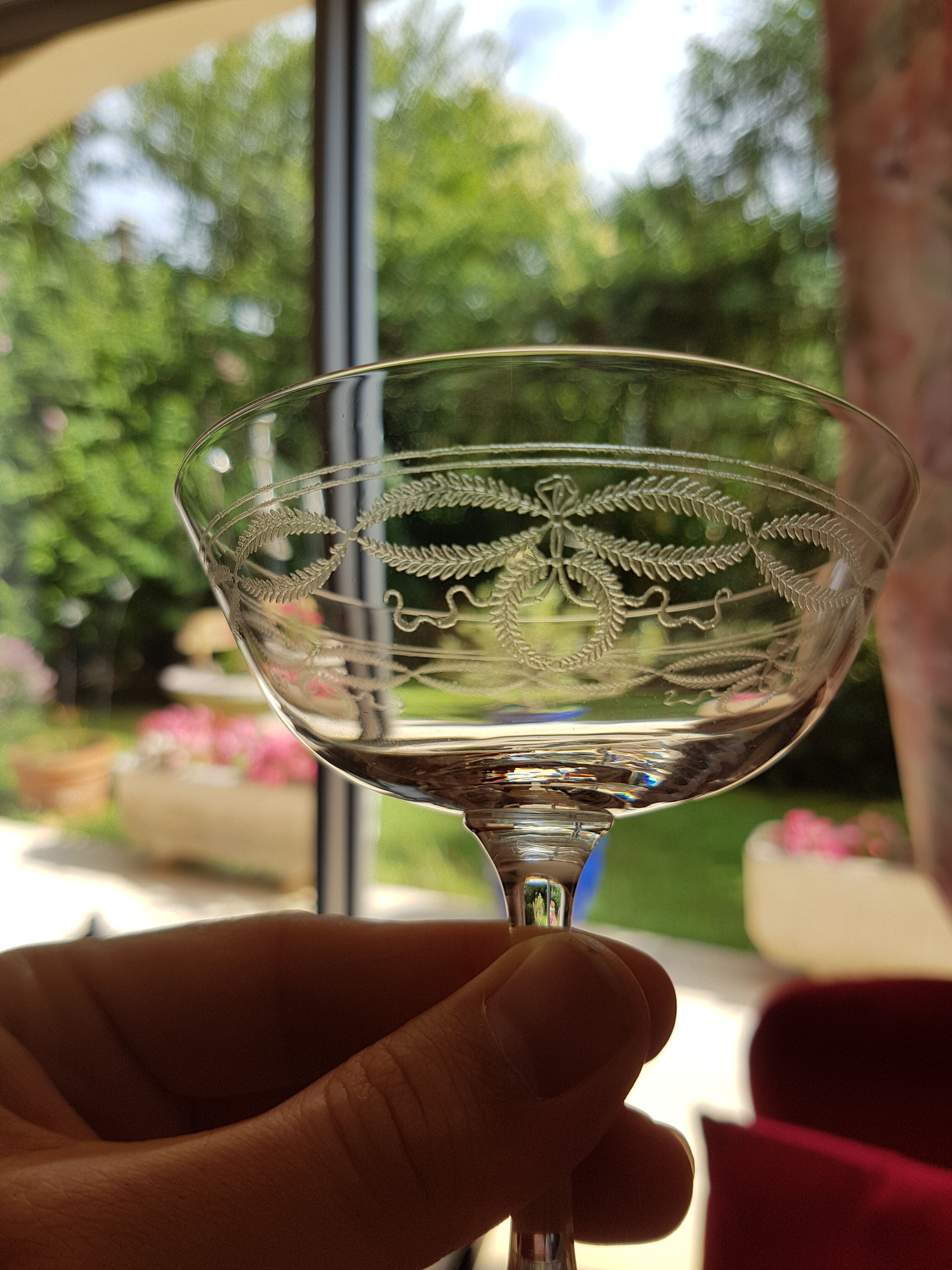 Set of 12 crystal champagne glasses 1930s