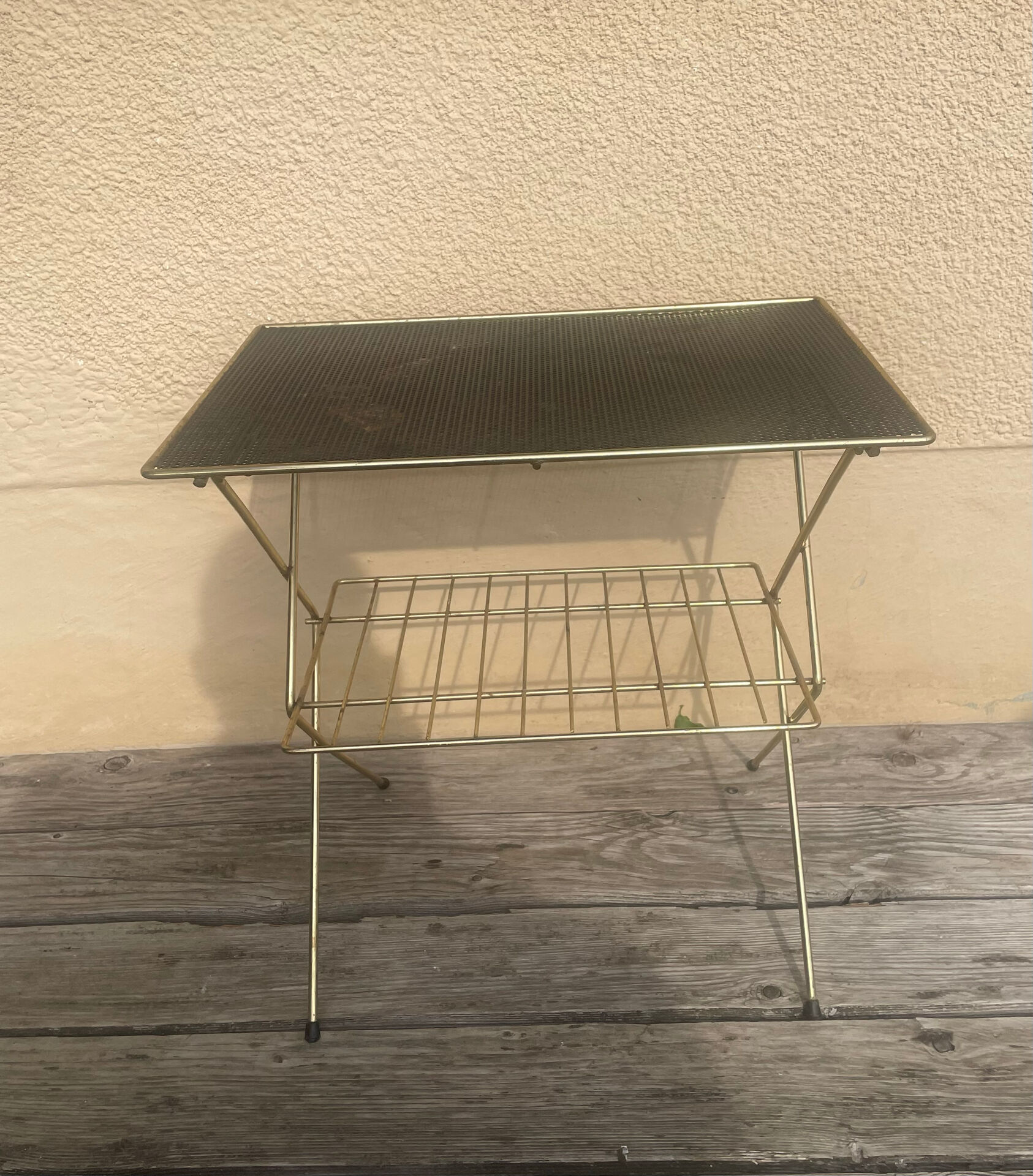 Vintage side table magazine rack