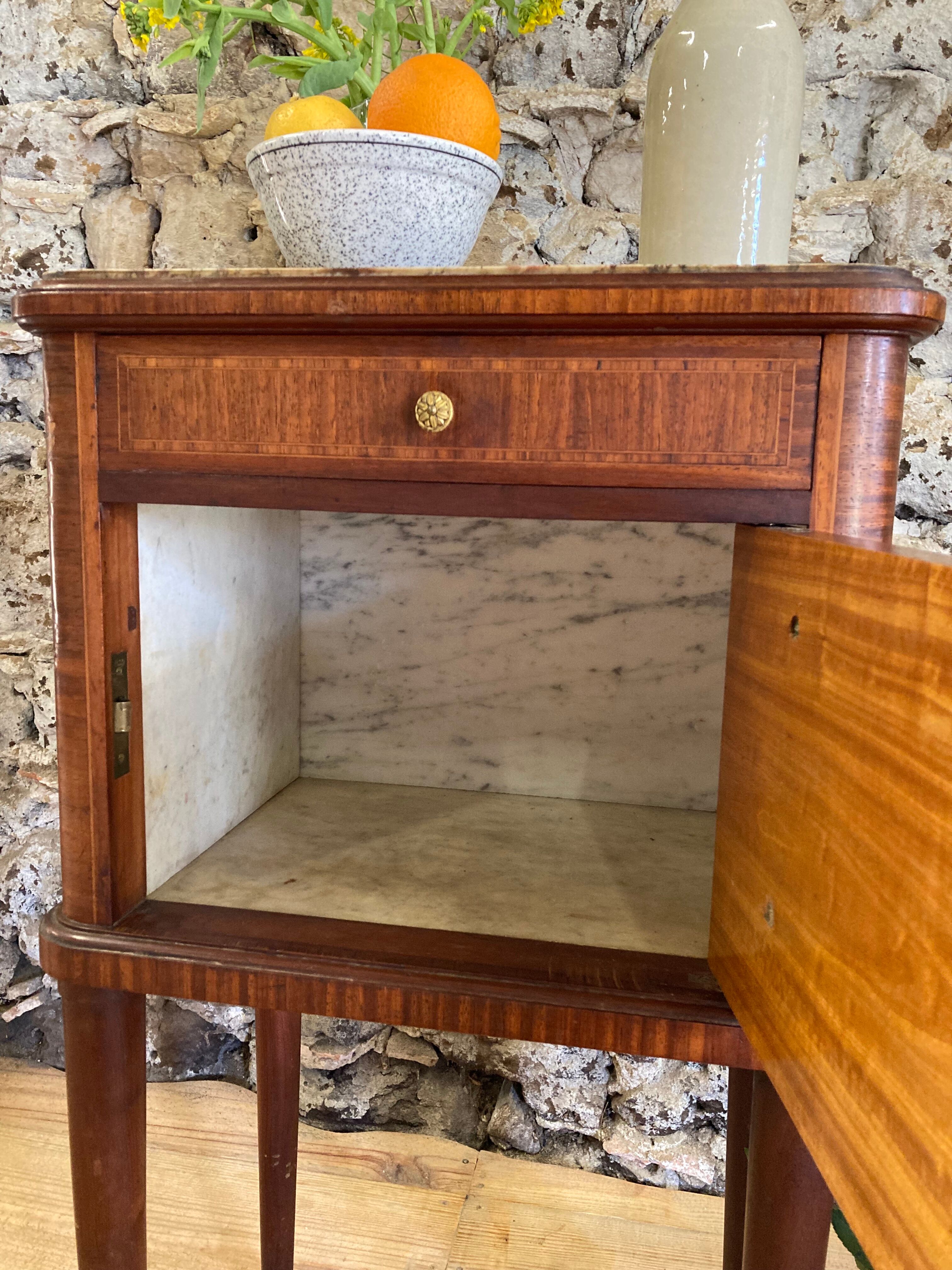 Bedside table Louis XVI marquetry