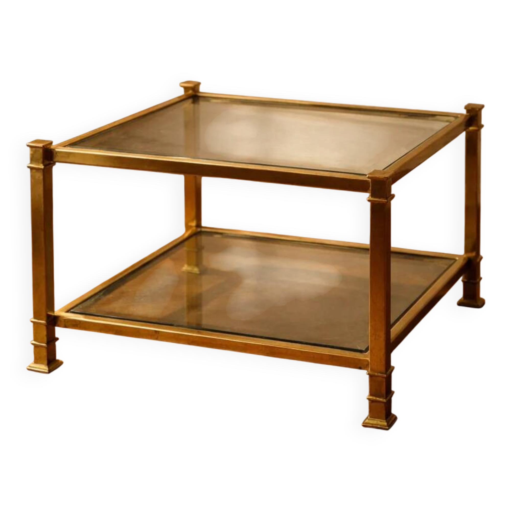 Vintage two-tier glass coffee table