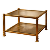 Table basse en verre à deux niveaux vintage
