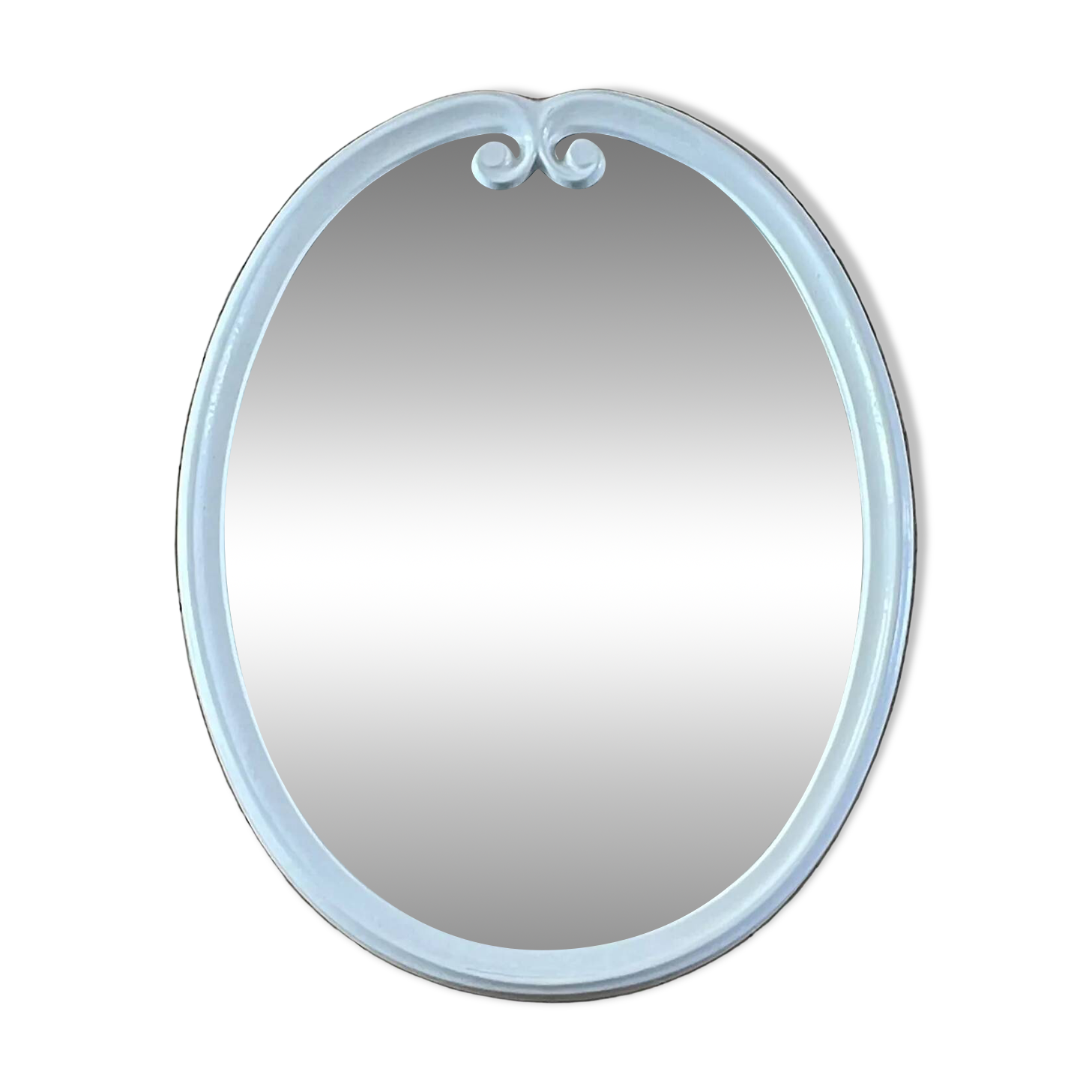 White enamelled cast iron mirror