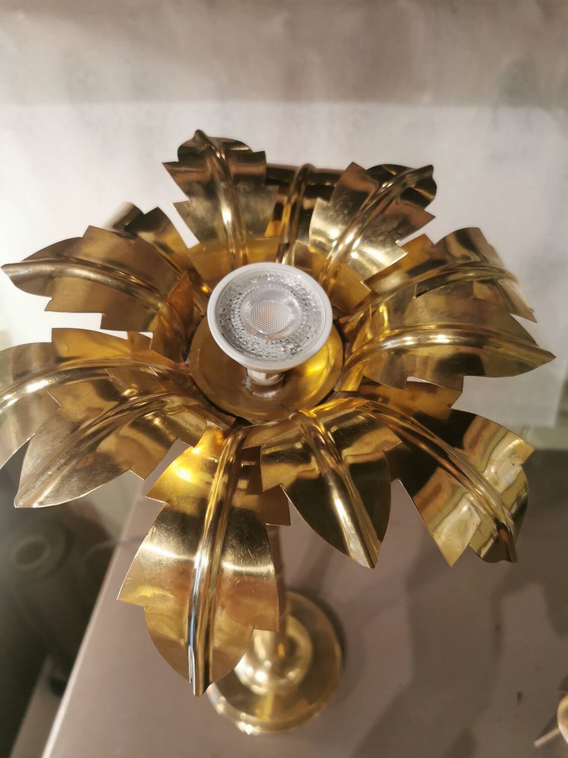 Solid brass palm tree lamp