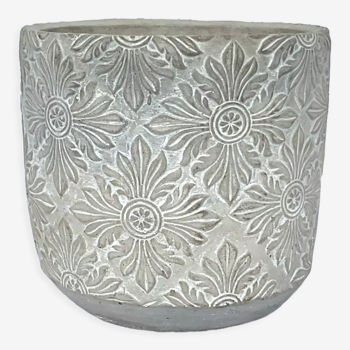 Cache-pot gray decoration in relief