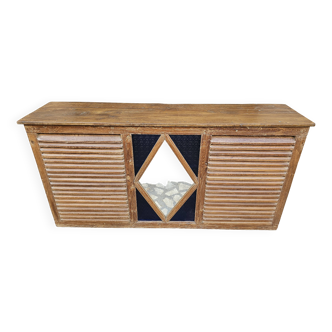 Ancien comptoir de boutiquier en teck birman
