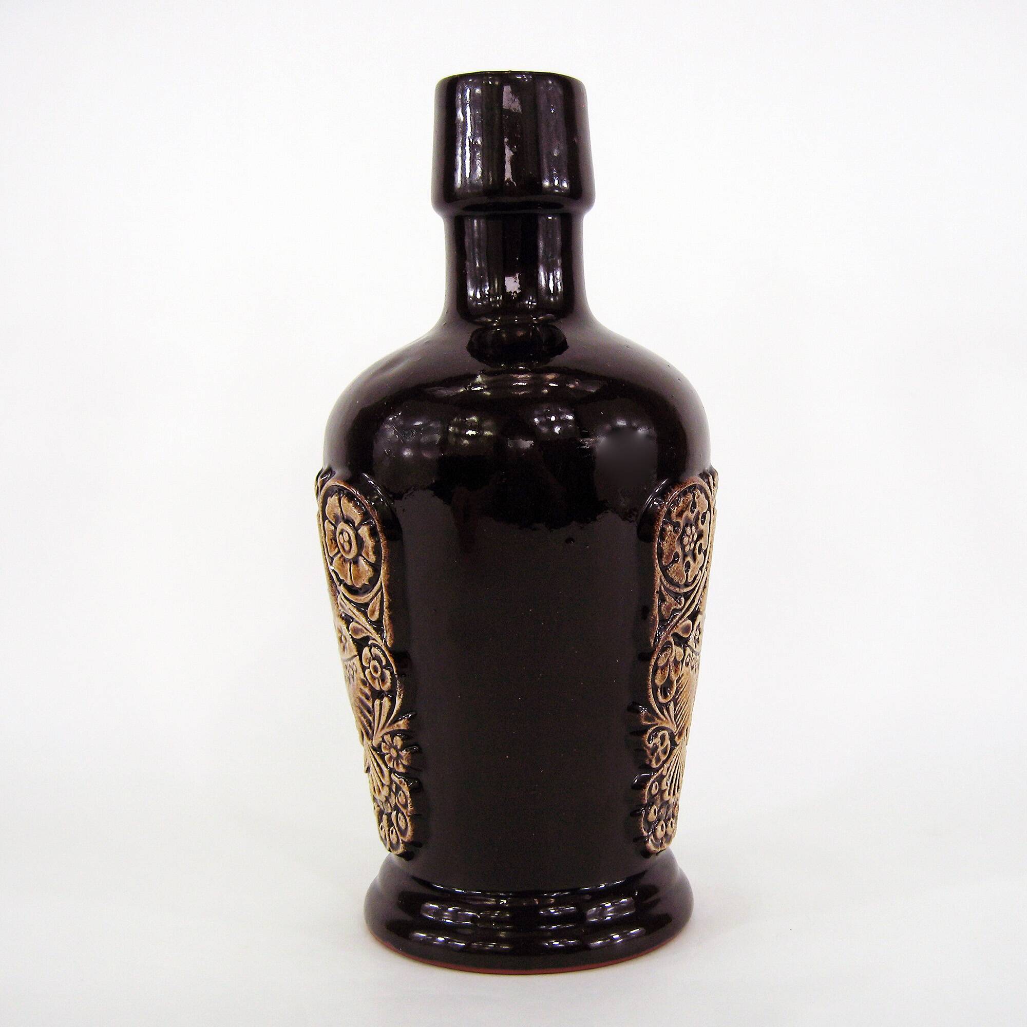 Ceramic pitcher vase - bird and flower decor - vintage 70s