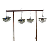4 Vintage Chrome and Tassel Pendants