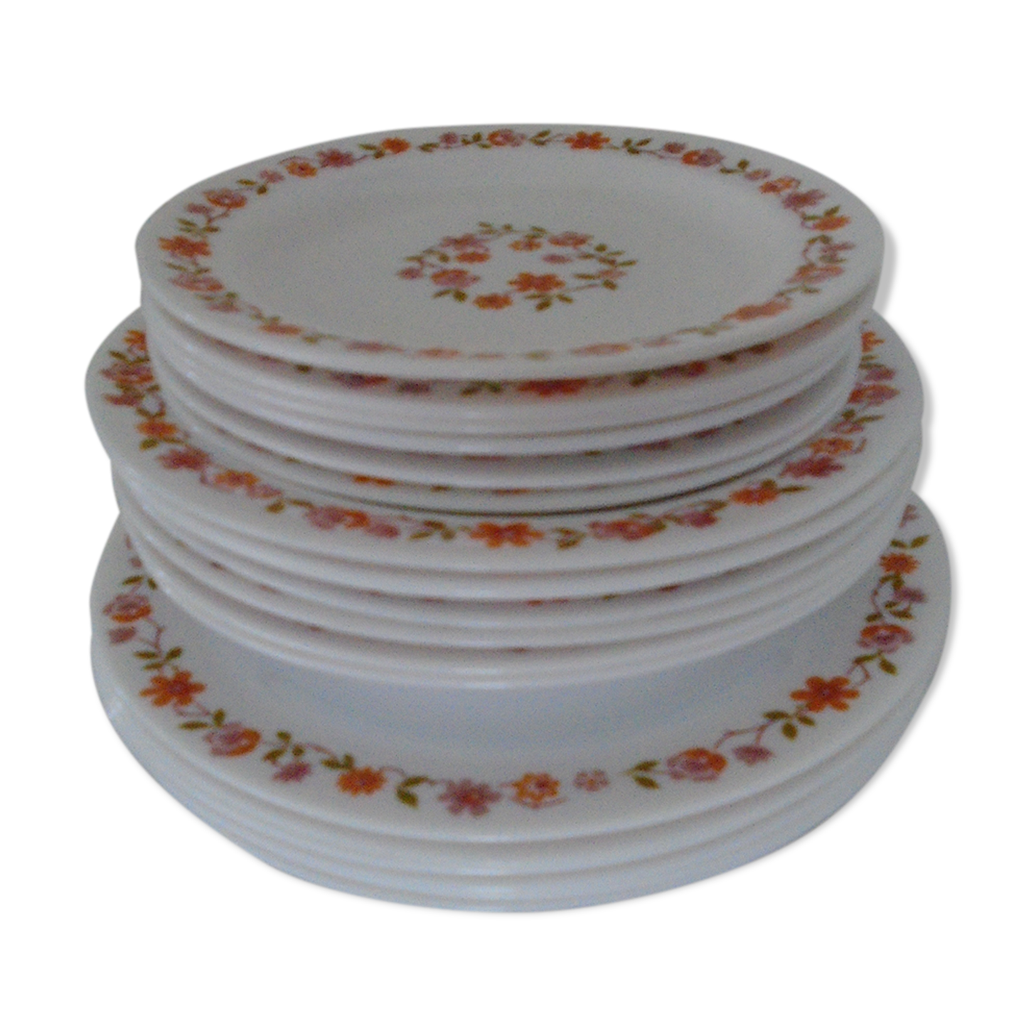18 Scania vintage orange flower plates arcopal france