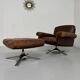 Vintage 70s brown leather ottoman chair design DE SEDE DS-31