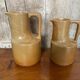 Pair of antique brenne pitchers in beige french stoneware vintage