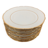 12 assiettes a dessert en porcelaine blanche de Limoges CG Cie