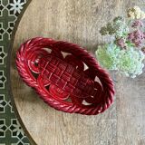Vintage red ceramic basket