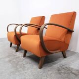 1930 Jindrich Halabala Bentwood Armchair in Rusty Orange Velvet