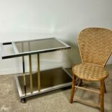 Belgo chrome tray / rolling table in chrome and gilded brass 70'S