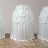 Set of 3 Art Deco frosted glass tulips