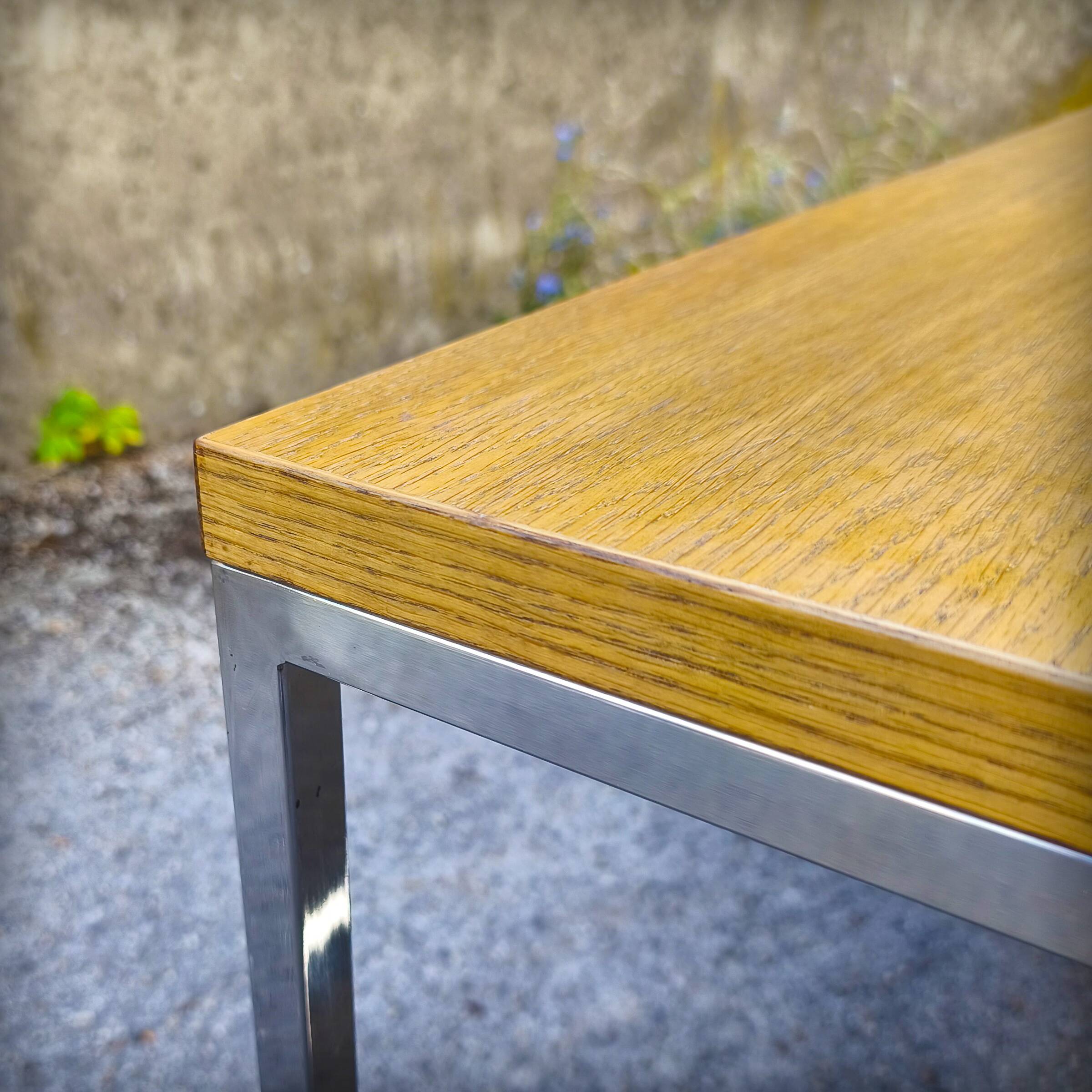 XXL coffee table in oak and chrome steel