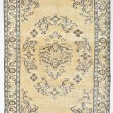 5x9 Vintage Yellow & Green Oriental Turkish Rug, 157x273Cm