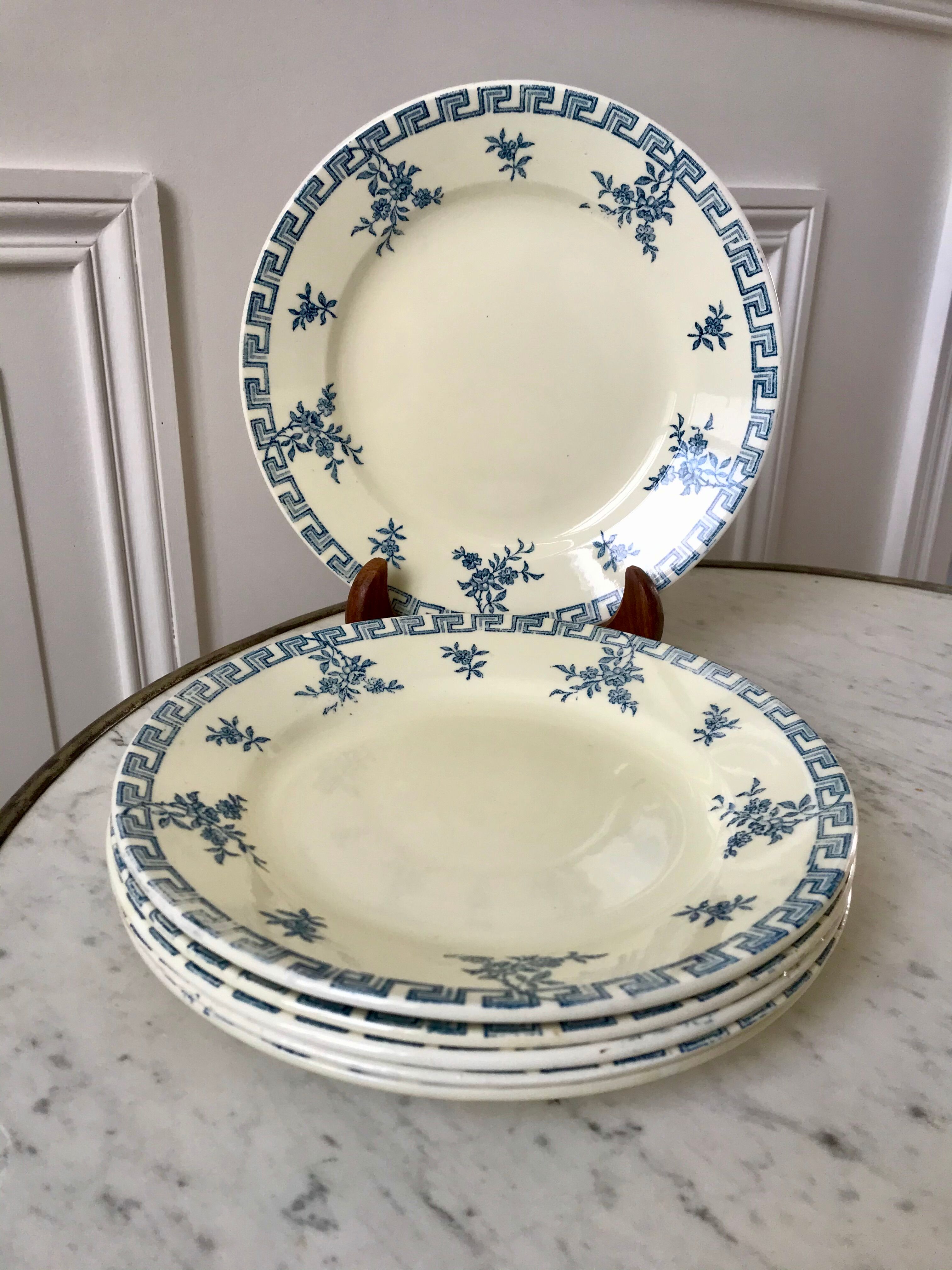 set of 6 dessert plates Terre de Fer St Amand model "Athens" XXth