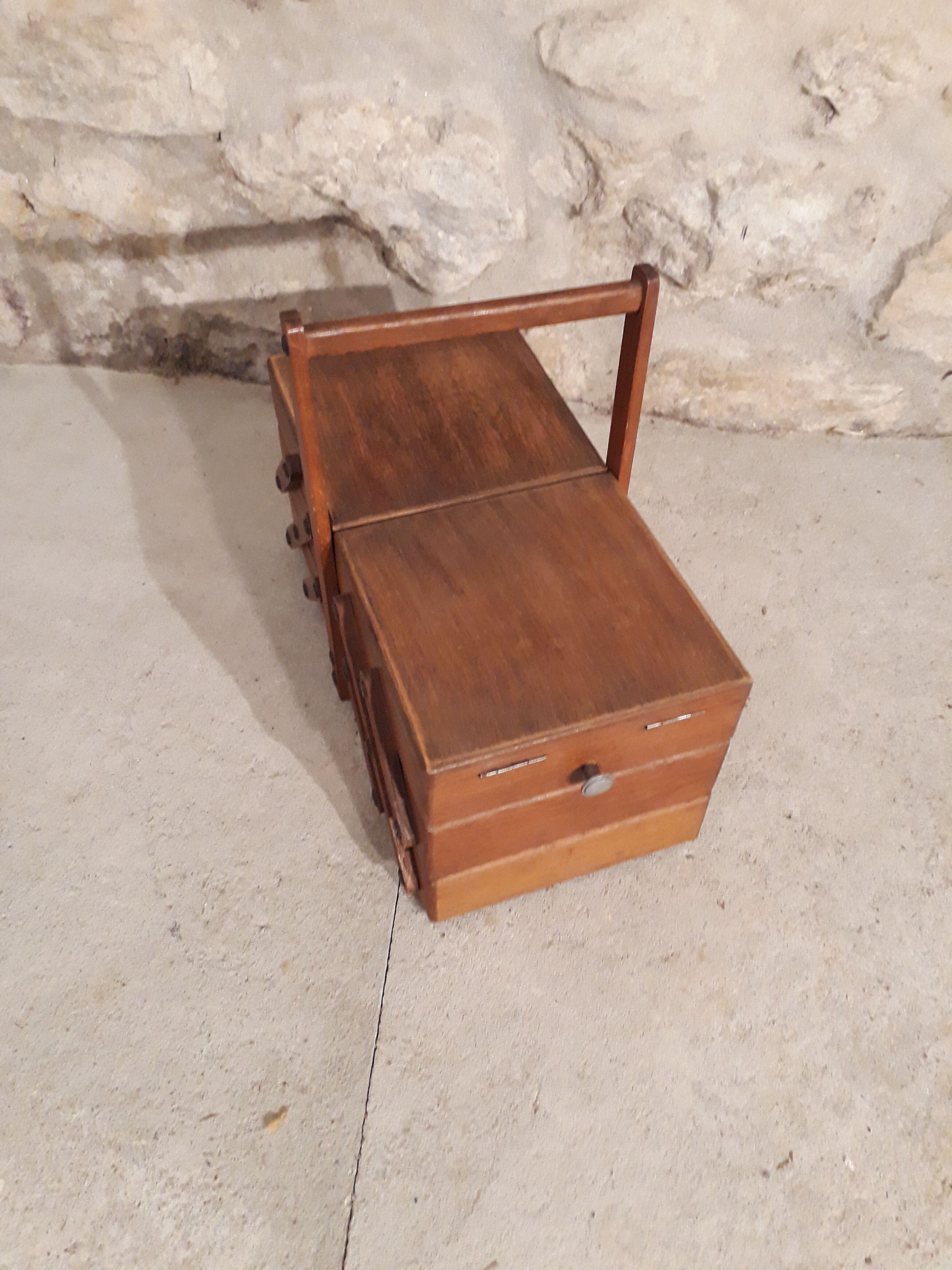 1940's oak sewing basket
