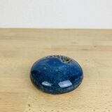 Blue ceramic flower spike ball vase, 7 soleils workshop