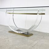 Vintage lucite and brass dining table, 1970s