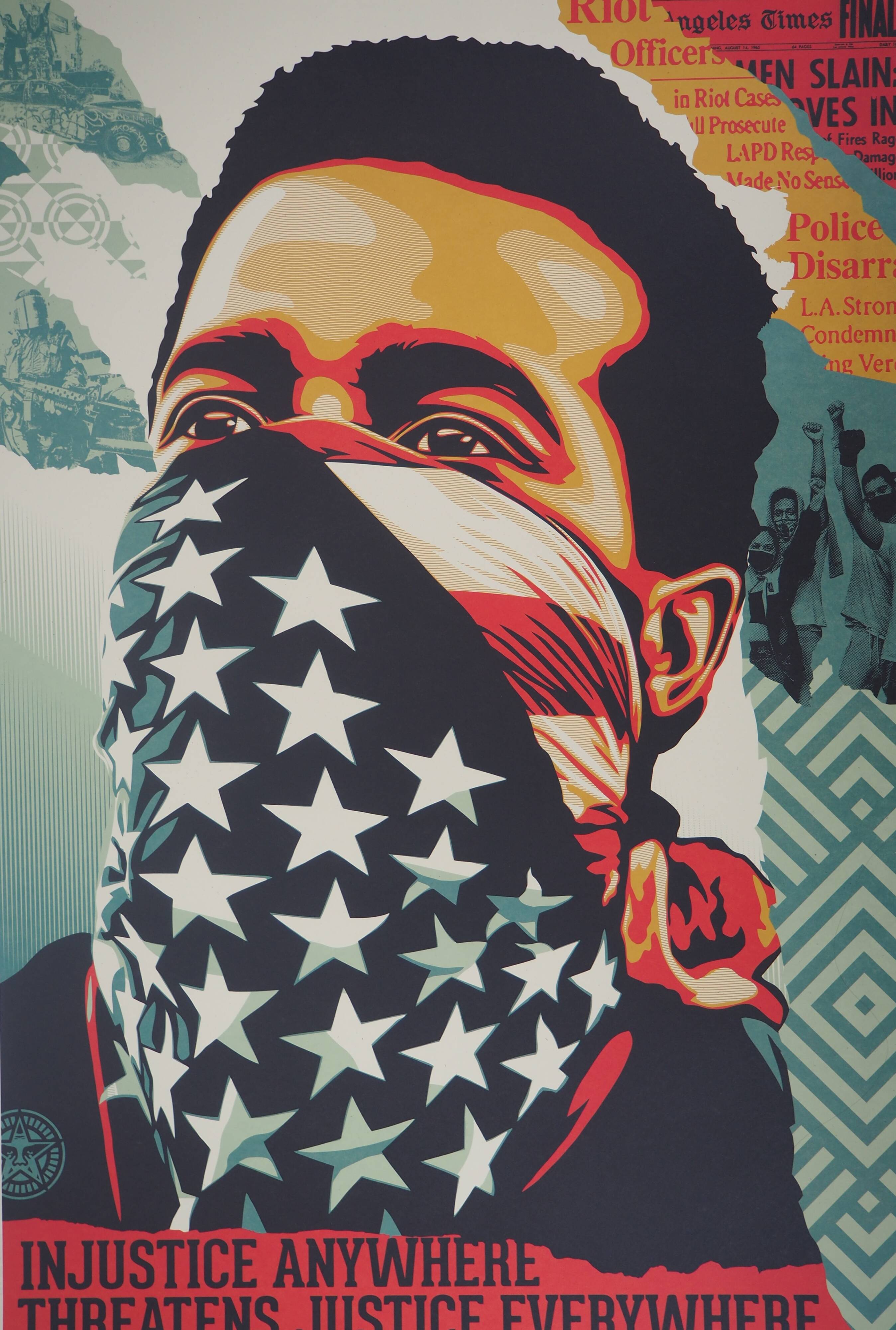 Shepard Fairey (Obey Giant) : American Rage - Lithographie signée