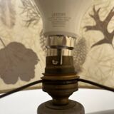 Ceramic lamp signed jm dehoux lampshade in feathers and dried flowers