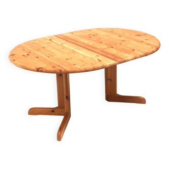 Table à manger vintage extensible en pin réalisée dans les années 1970