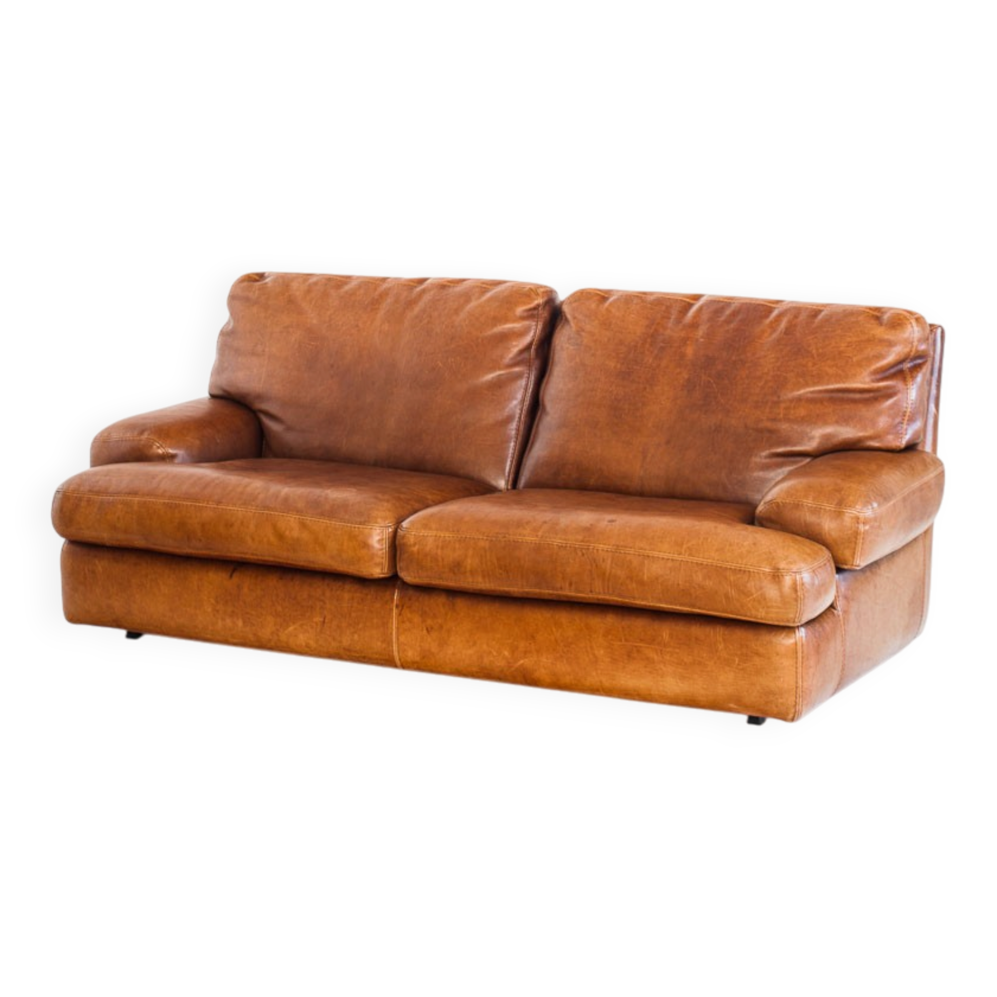 Vintage leather sofa - Convertible into a bed - France, 1990s
