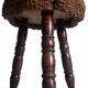 Rustic French Wood & Natural Fiber Stool/ Accent Table, Audoux-Minet Style