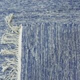 Handwoven artisanal kilim rug – Blue and ecru – Modern bohemian style