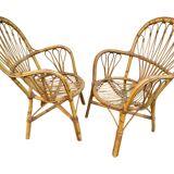 Set of 2 rattan armchairs from the 60s