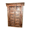 Old ancient indian door of Rajasthan in old teak wood - functional