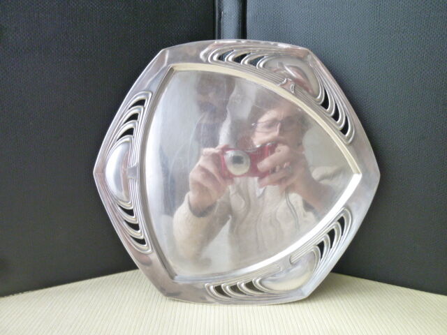 Art Deco Style silver metal presentation tray