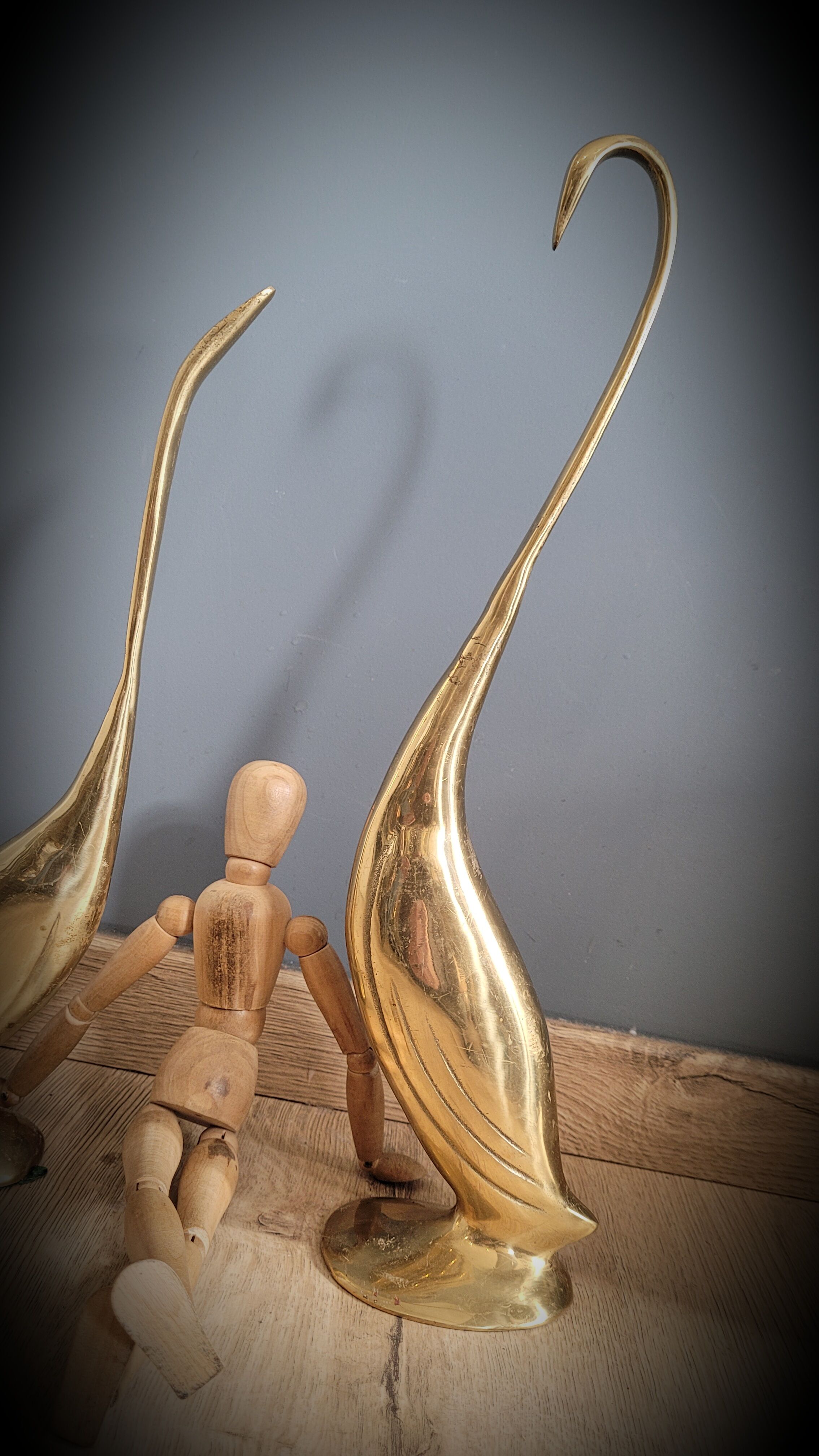 Duo brass swans