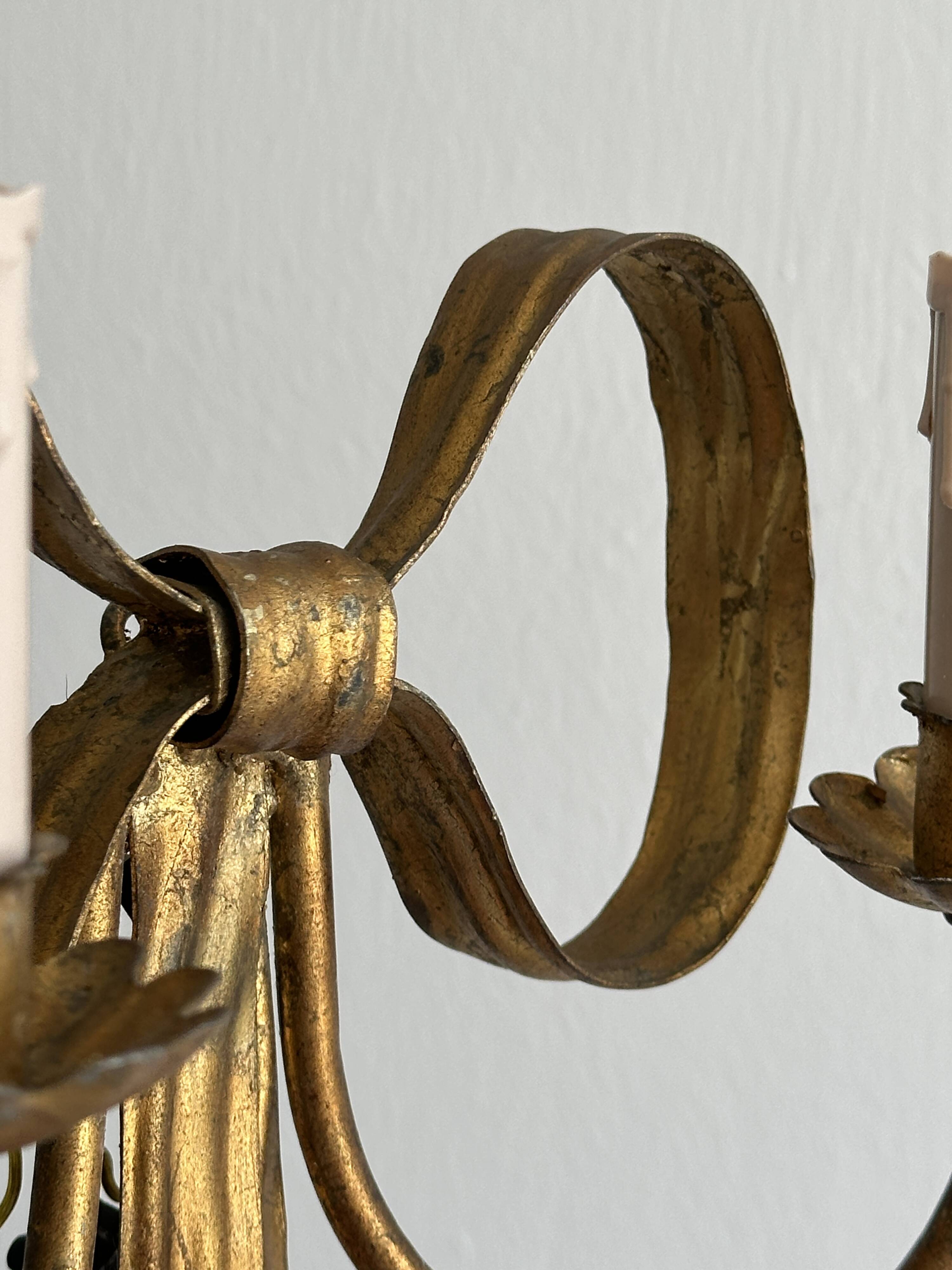 pair of antique metal wall lights