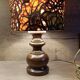 rustic chic turned wooden lamp, ethnic African wax lampshade