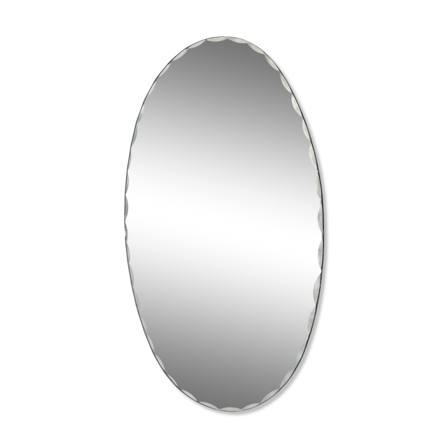 Oval mirror to lay beveled border vintage