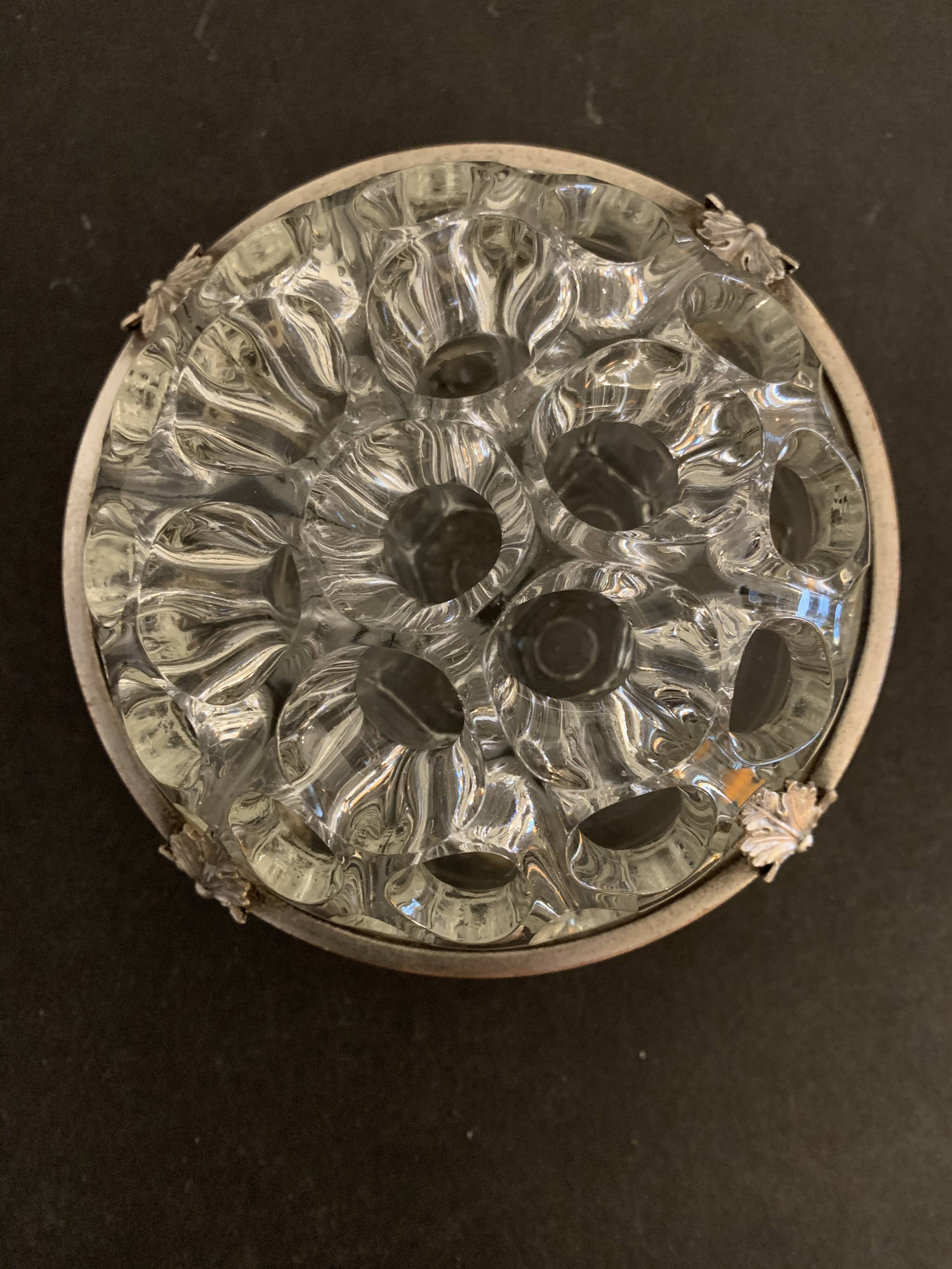 Reims glass flower spade with silver metal footing