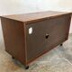 Vintage storage cabinet box on feet with sliding curtain