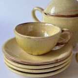 Ceramic cups, saucers and sugar bowl, Salernes, Var, 1960
