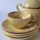Ceramic cups, saucers and sugar bowl, Salernes, Var, 1960